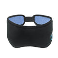 Black Bluetooth sleep eye mask with built-in speakers and soft fabric.