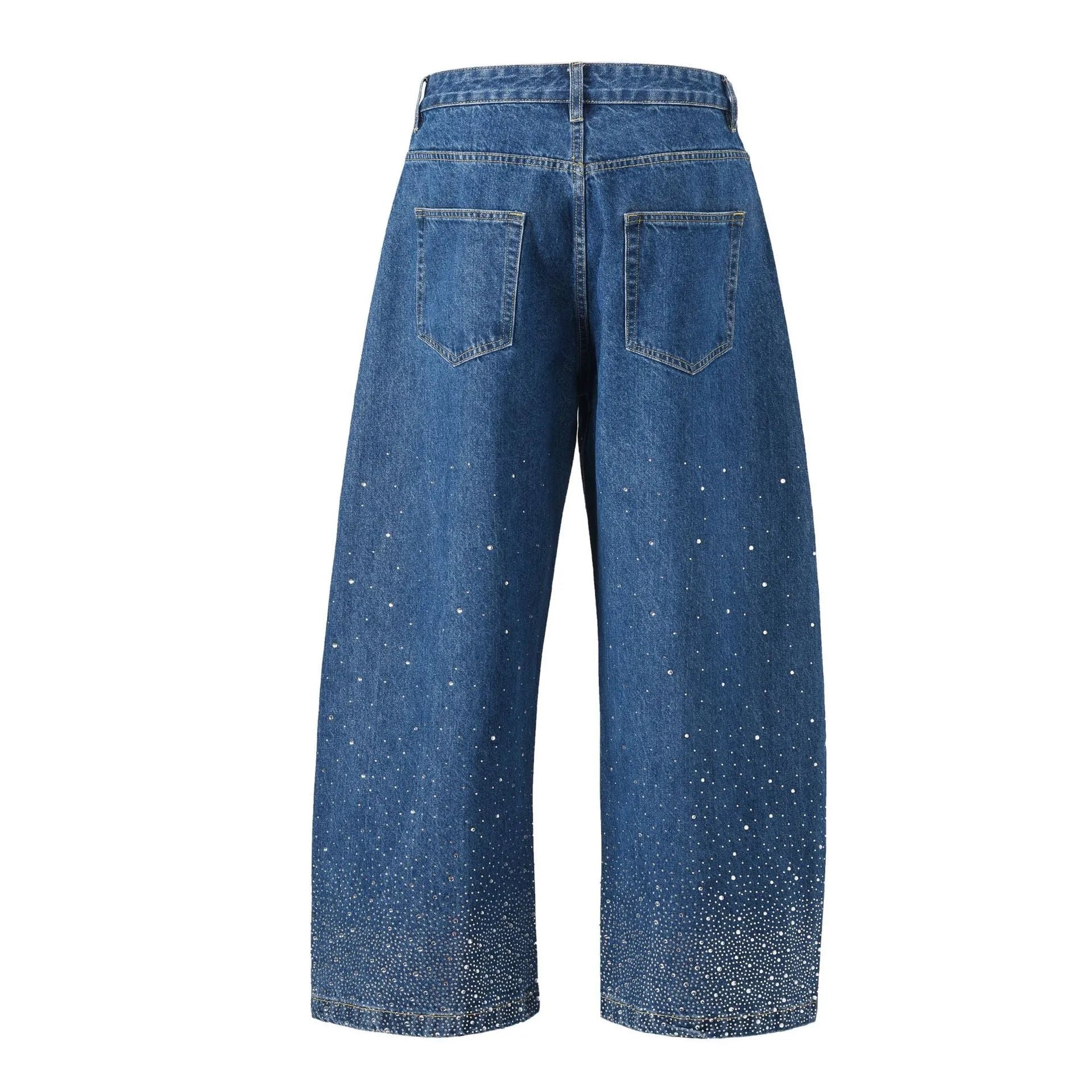 Cotton loose-fitting wide-leg trousers in black or blue colour with European sizing