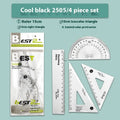 Youpai transparent acrylic drawing ruler set with square and protractor on a design sketch.