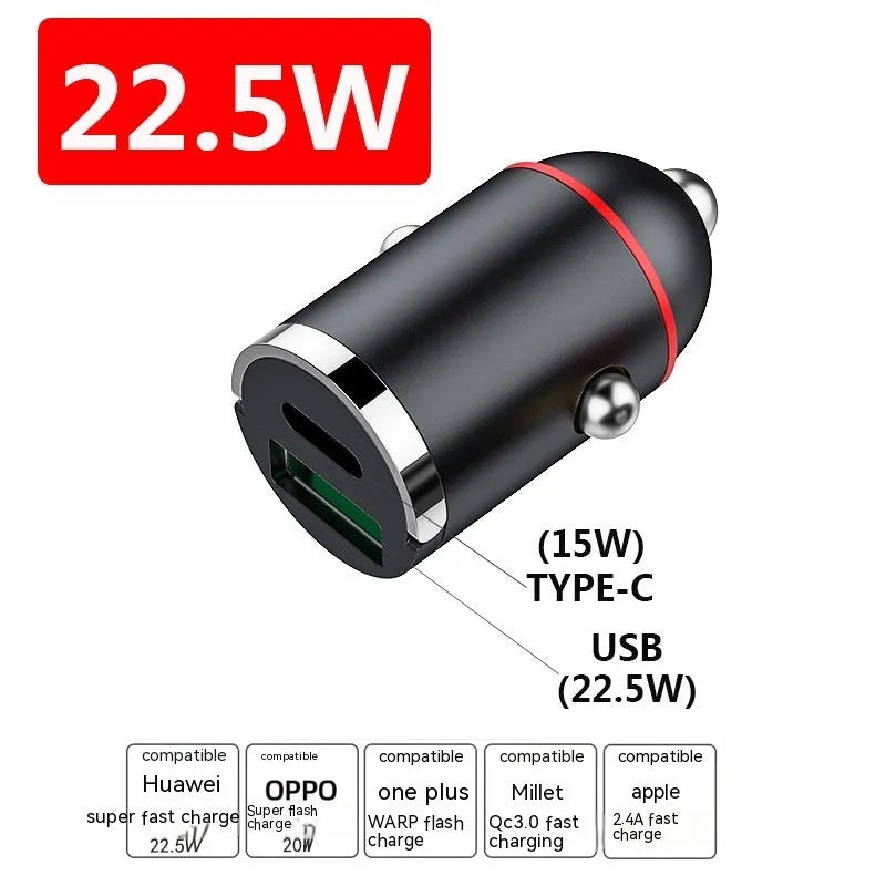 Black zinc alloy car charger with USB port for vehicle device charging