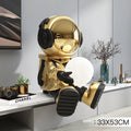 59cm glass steel astronaut ornament in gold, silver or blue for living room, porch or TV cabinet, with optional Bluetooth speaker and smart voice.