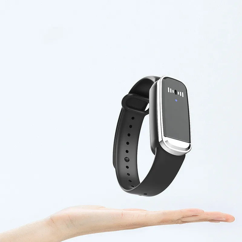 Ultrasonic mosquito repellent bracelet in black and white colours showing wearable design for pregnancy and baby protection