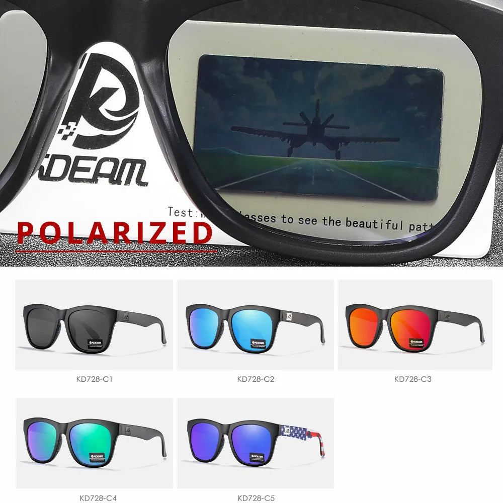 Polarized sunglasses with a PC frame and TAC lenses, shown in one of the available colour options.