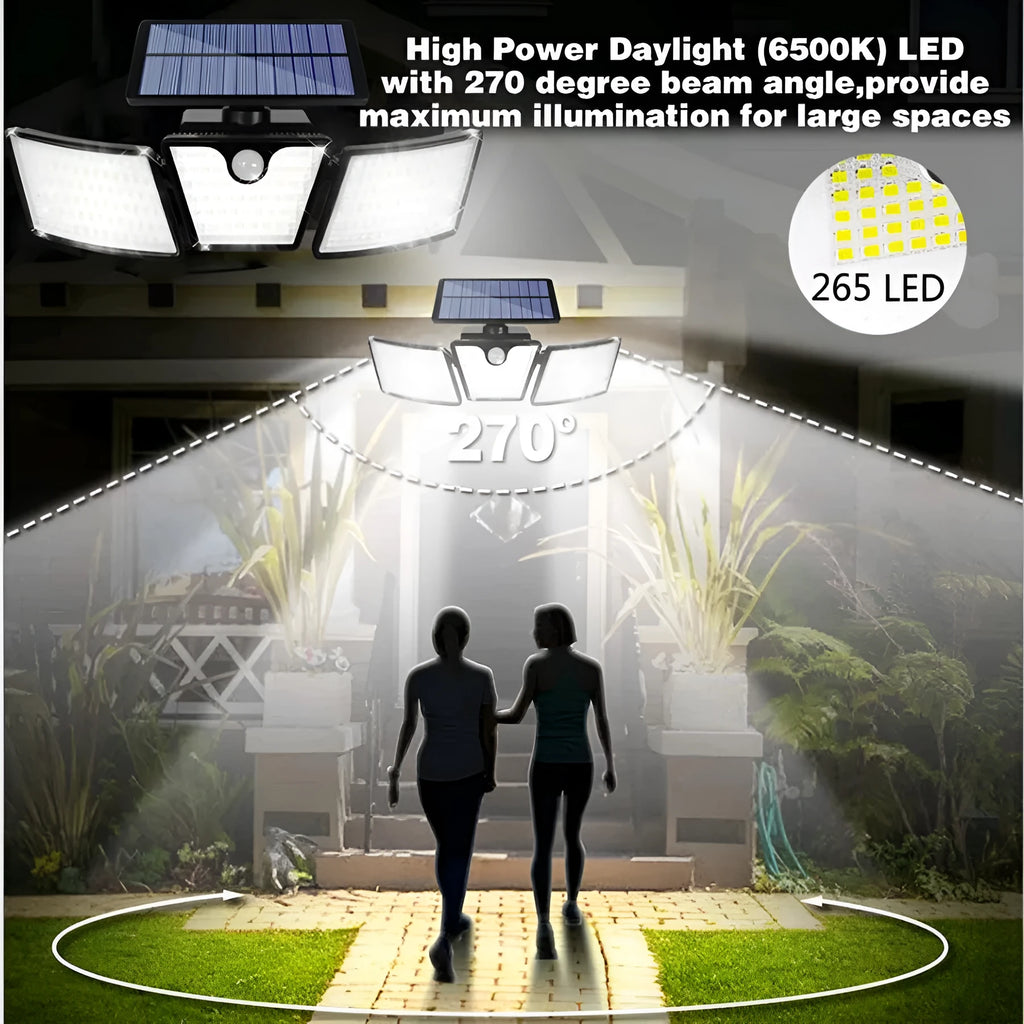 Solar light outdoor multi head human body induction garden light with ABS housing and IP65 waterproof rating