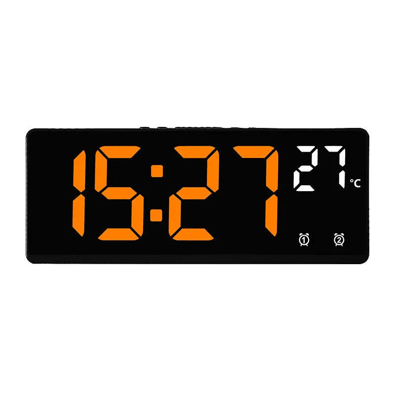 Creative multi-functional electronic clock with large screen, multi-group alarm, thermometer, and ABS shell in acrylic blue and white lamp colour