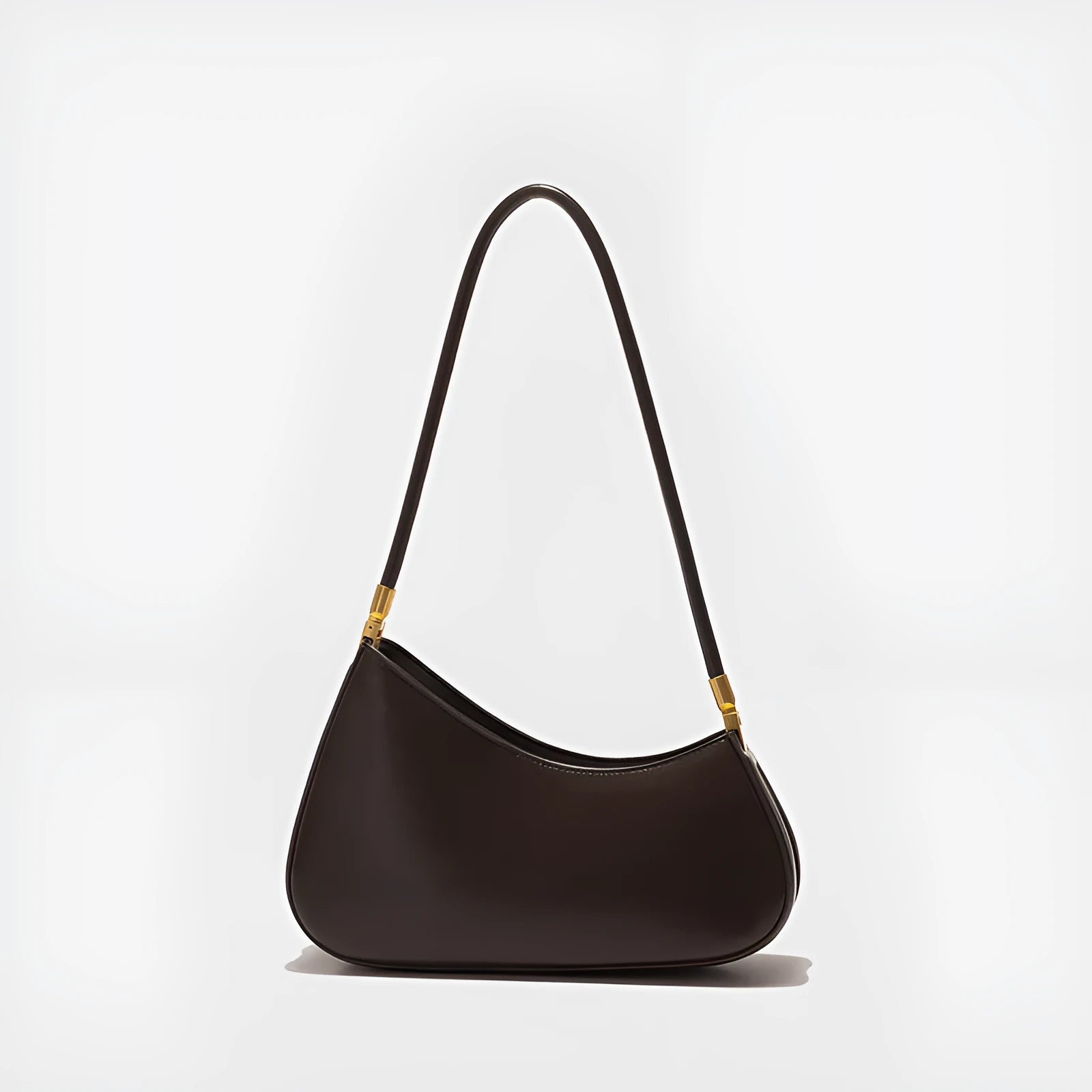Women's oval retro underarm bag in PU leather with single strap and zipper compartment