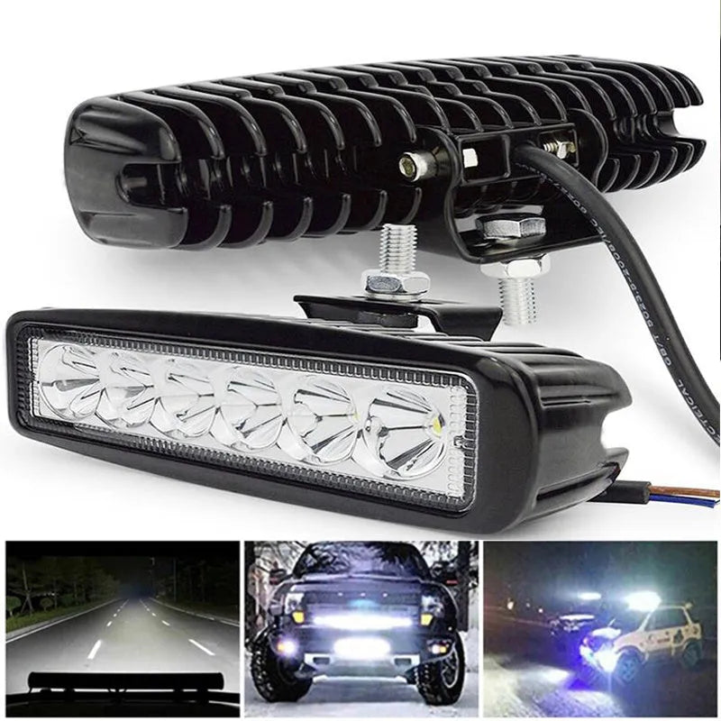 Black die-cast aluminium car auxiliary LED light with bracket mount