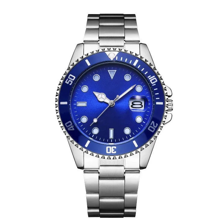 Men's luminous watch with steel strap and 40mm dial in black colour option