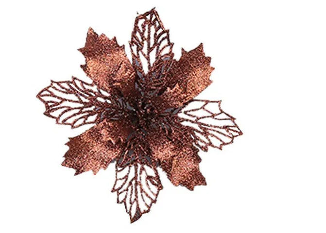 Gold glitter Christmas tree wreath 16cm diameter on white background