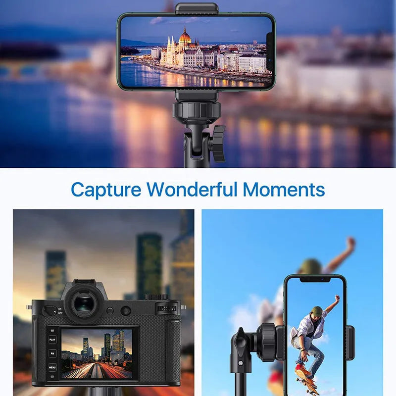 Black aluminium selfie stick tripod for iPhone compatible with Apple devices