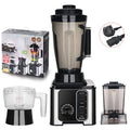 4L three-in-one grinding machine with juicer cup, minced meat cup, and grinding cup on a kitchen counter