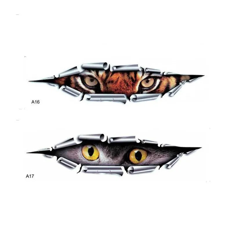 3D tiger eye and eagle eye car bumper sticker on vehicle door, 10x35 cm PVC material