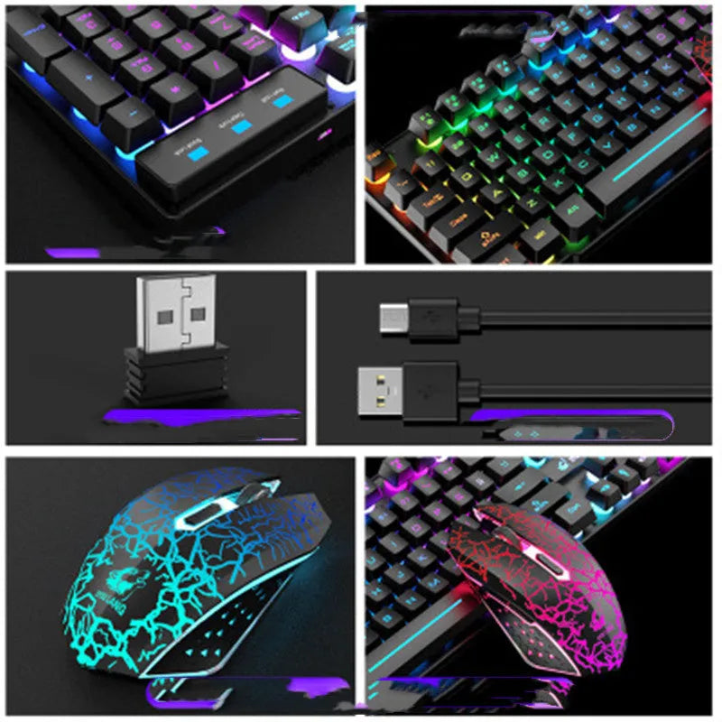 T3 wireless charging keyboard and mouse set with backlit keyboard and optical mouse