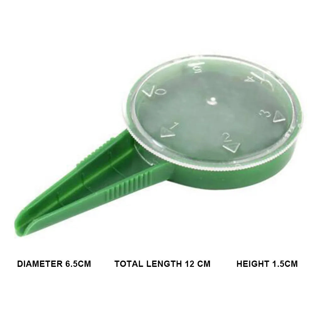 5-speed adjustable plastic seed sower, green and transparent, approx. 12cm x 6cm, 19g, for small seeds