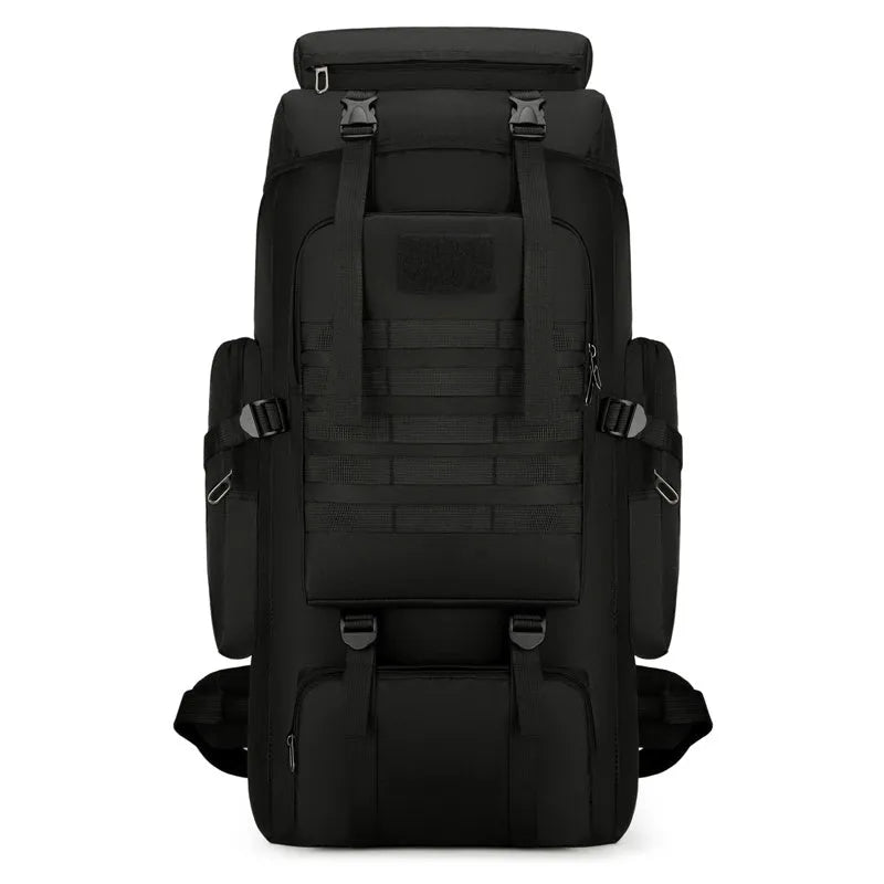 Canvas large capacity backpack in army green for men's outdoor hiking and travel