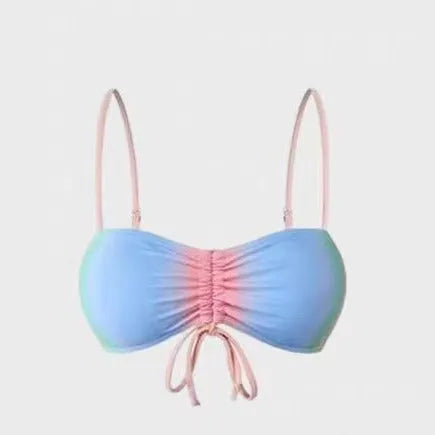 Women's lace-up bikini swimsuit set with triangle top and matching briefs