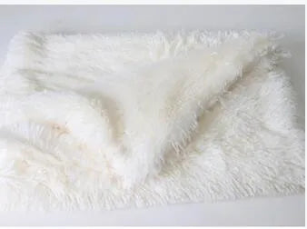Soft plush dog blanket for kennel in grey colour showing wool polyester material