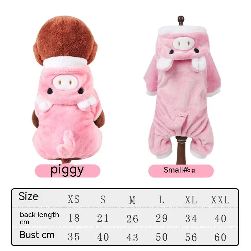 Blue Cat four-legged coral fleece pet clothing in Small Pink for dogs or cats