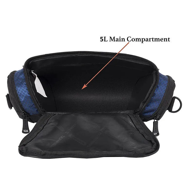Canvas bicycle handlebar bag front bag 32x11x17cm navy blue on bike handlebars