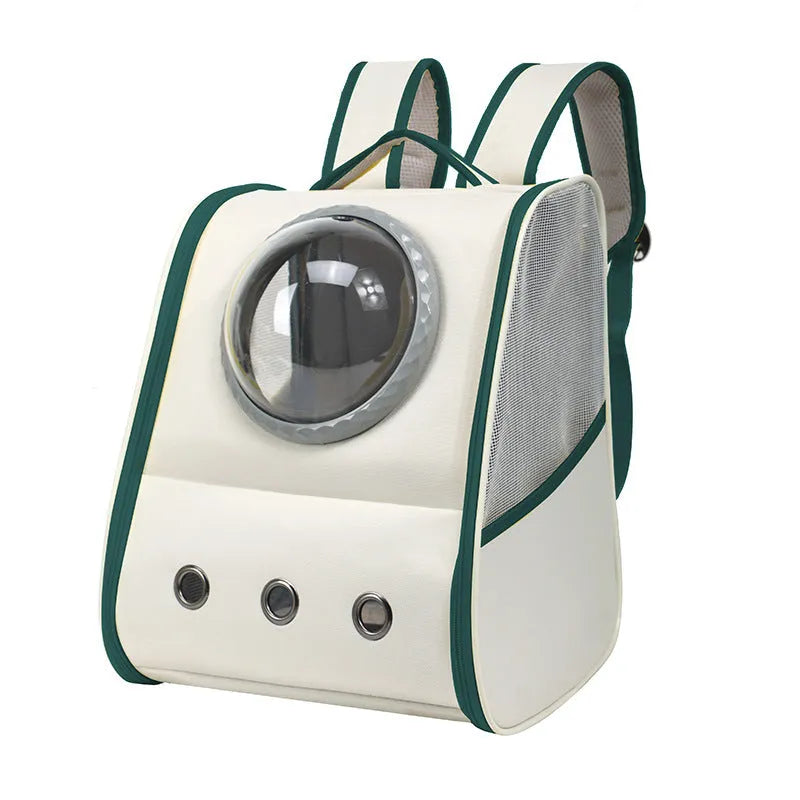 Grey large capacity breathable nylon pet backpack for cats up to 6.50kg, 33x29x42cm