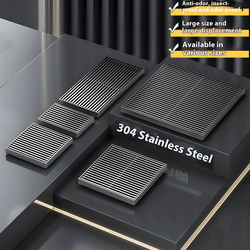 304 stainless steel gun grey courtyard floor drain with 15x15cm dimensions and deodorant core