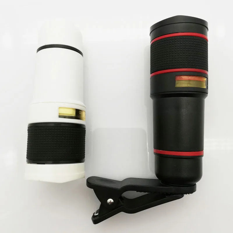 Cell phone telescope lens 20x roof prism 18mm objective 33x94mm in black or white