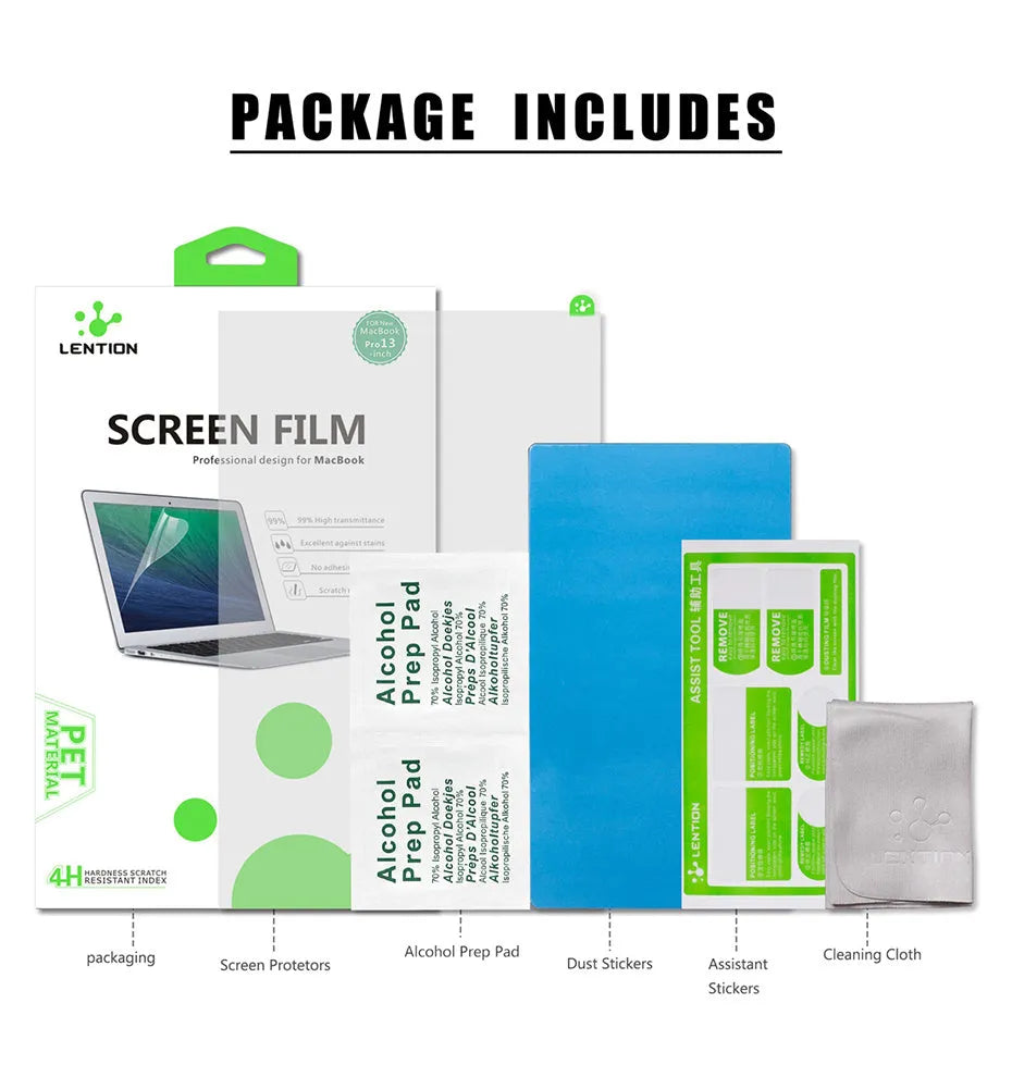 Matte anti-scratch screen film for MacBook Pro 13-inch 2016-2019 models A1706 A1708 A1989 A2159 with 4H scratch resistance