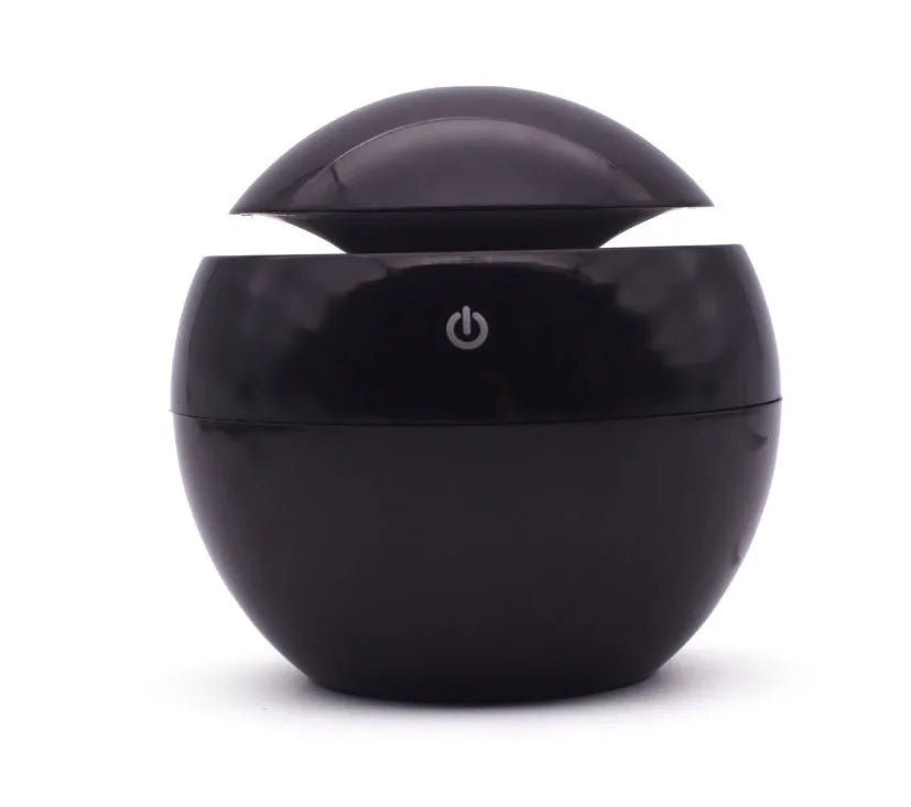 USB ultrasonic atomizer humidifier with colourful light, 130ml tank, 110x110x95mm size, available in Deep, Shallow, black, and white