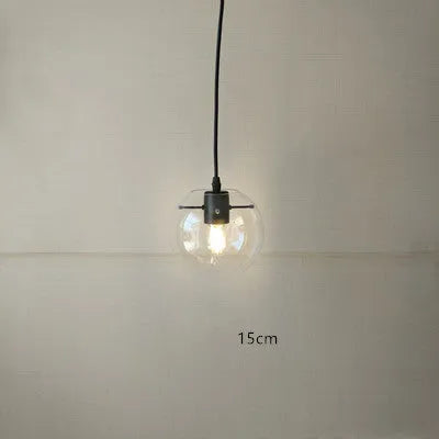 Nordic minimalist transparent glass chandelier in rose gold with iron art frame and adjustable wire