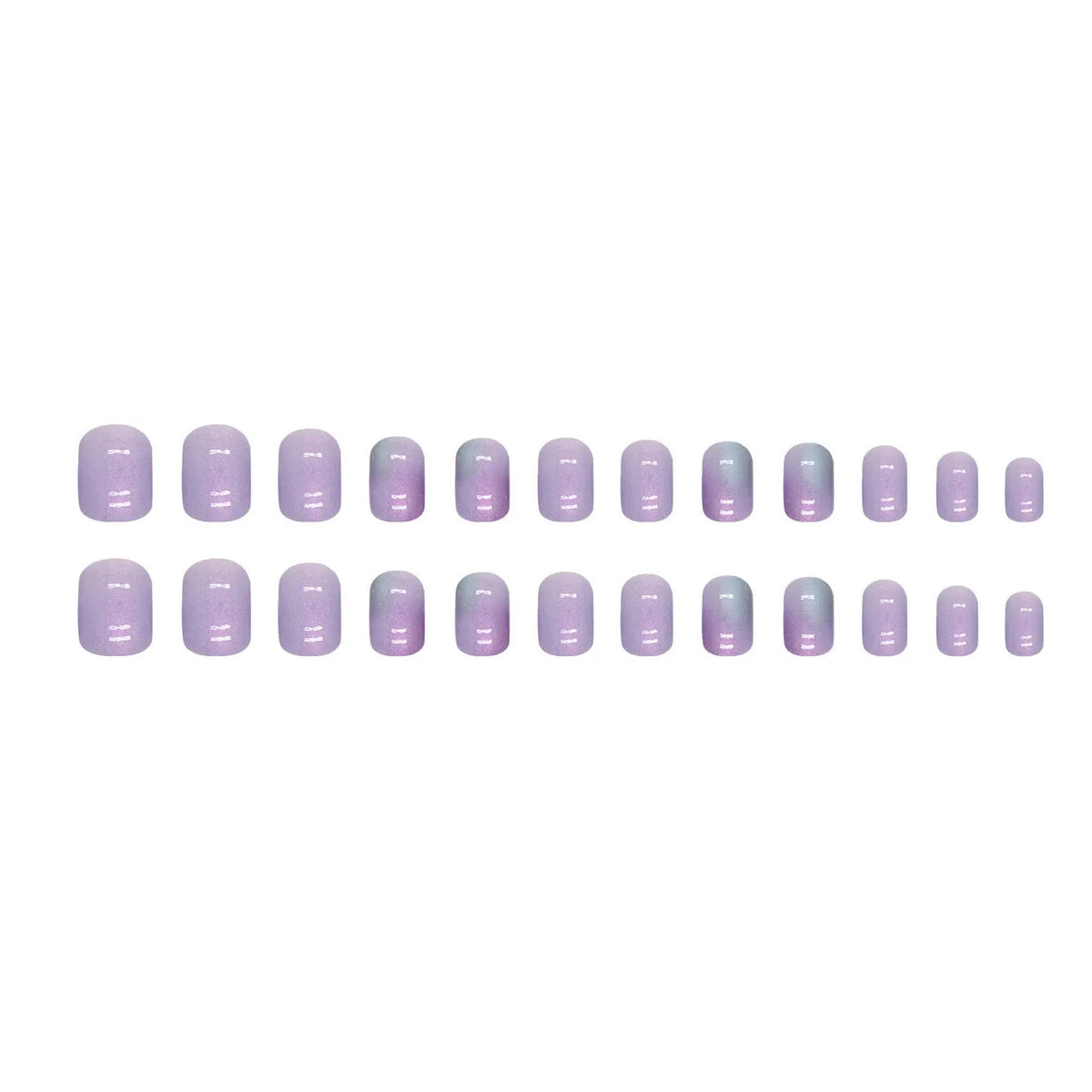 Short fake nails in bright starry sky pattern, 24-piece set with glue, aurora armour style for ladies.