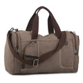 Canvas men shoulder bag, horizontal square shape, zipper closure, khaki colour, with single strap