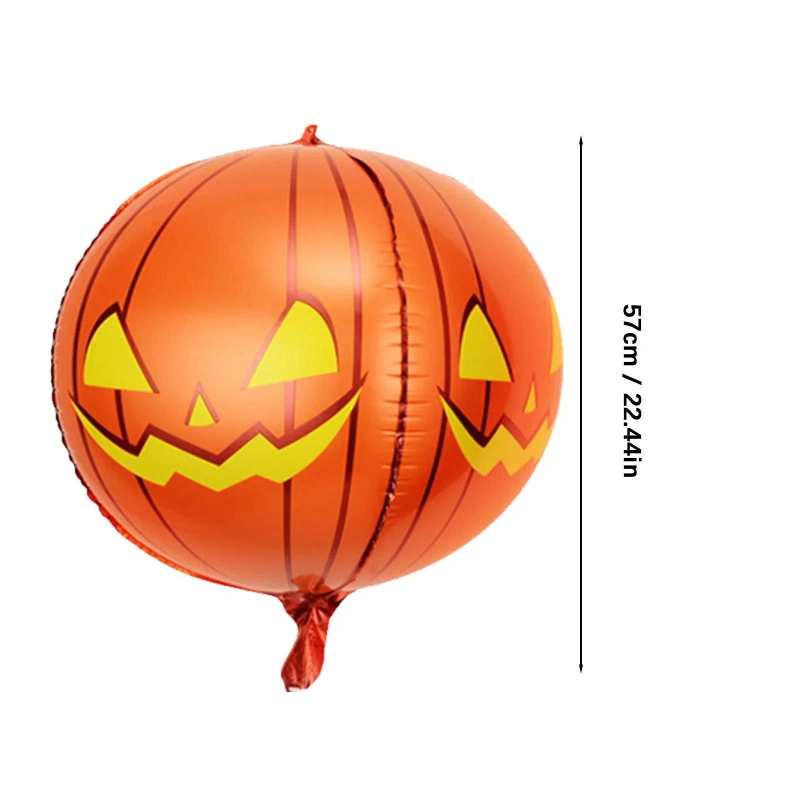 Green Halloween eyeball balloon with red bloodshot veins, shown inflated to 40 cm diameter.