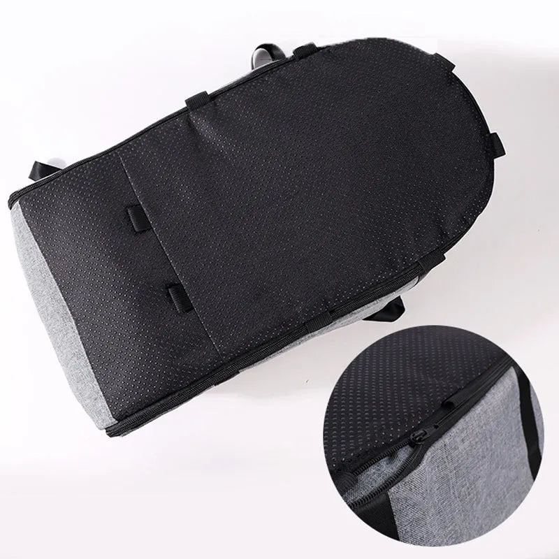 Outdoor pet dog kennel with a cloth cover shown in a car boot, available in blue, grey, red, and grey mesh colours.