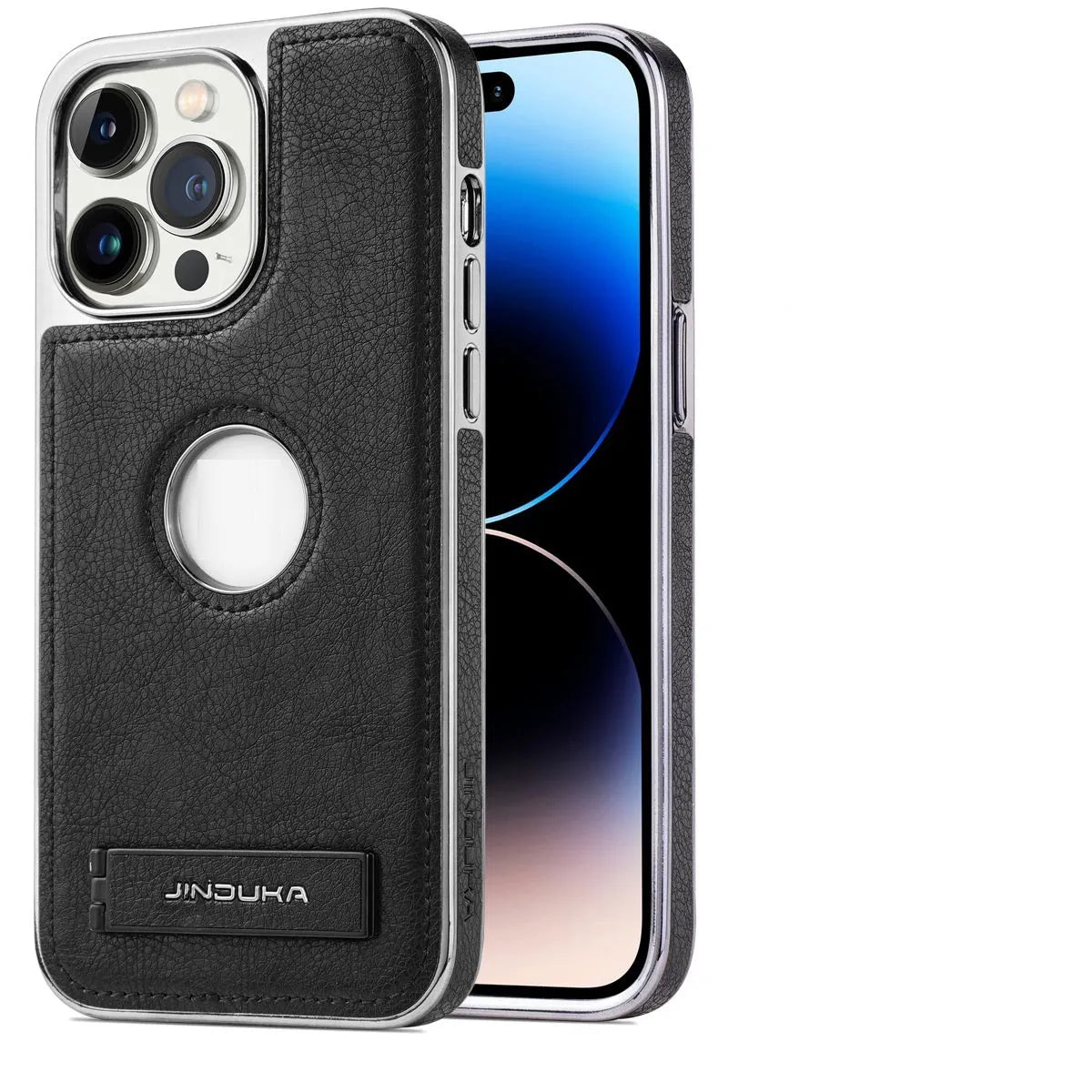Imitation leather phone case with bracket Kickstand for iPhone in black colour