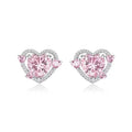 White K gold electroplated heart-shaped stud earrings for women with copper construction