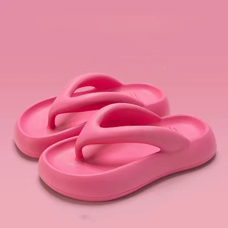 Solid colour EVA flip-flops with a thick sole, bow detail, and thong strap on a plain background.