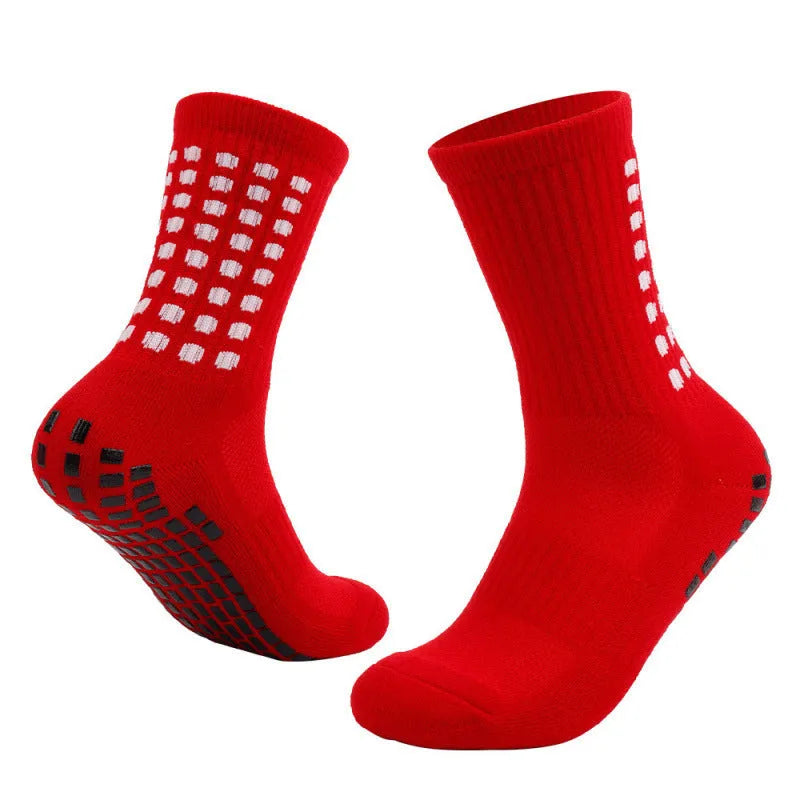 Breathable basketball socks with non-slip rubber studs sole in polyester cotton fabric