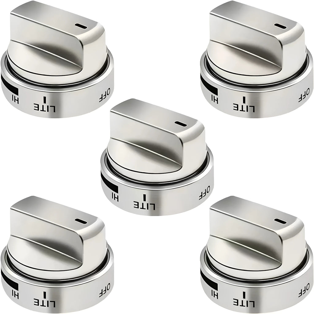 Silver metal oven stove knob replacement part with 5.3cm diameter measurement