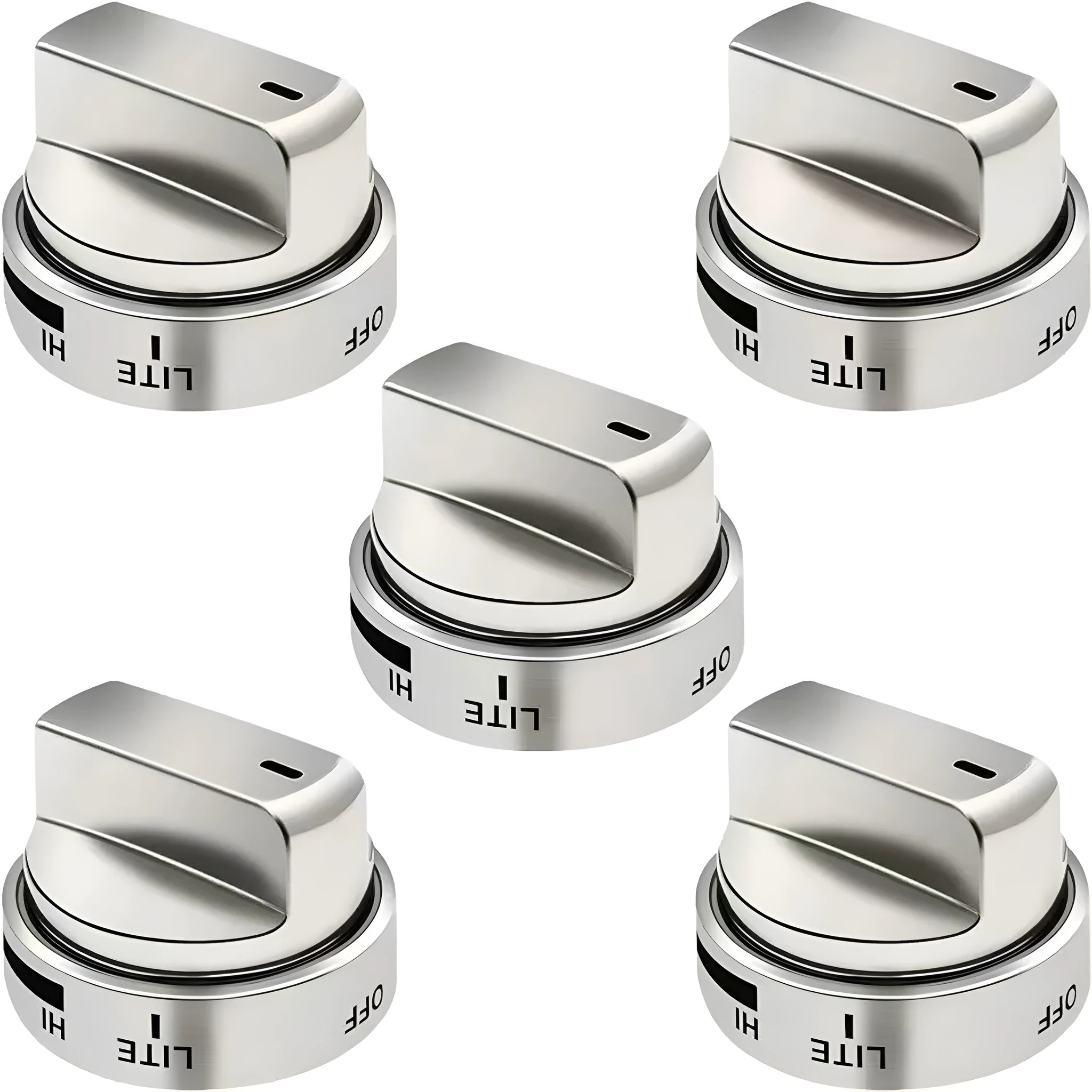 Silver metal oven stove knob replacement part with 5.3cm diameter measurement