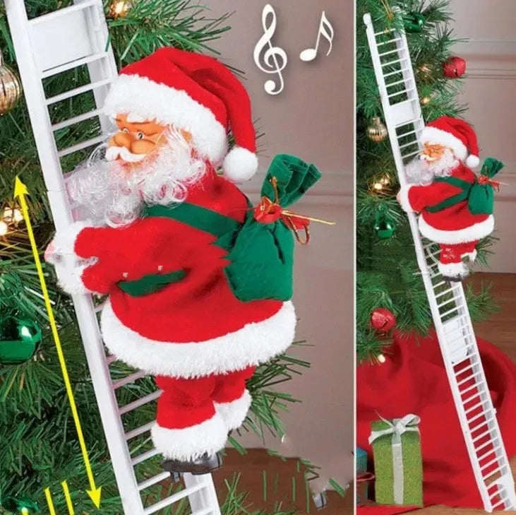 Electric Santa Claus climbing ladder plastic Christmas decoration for party displays