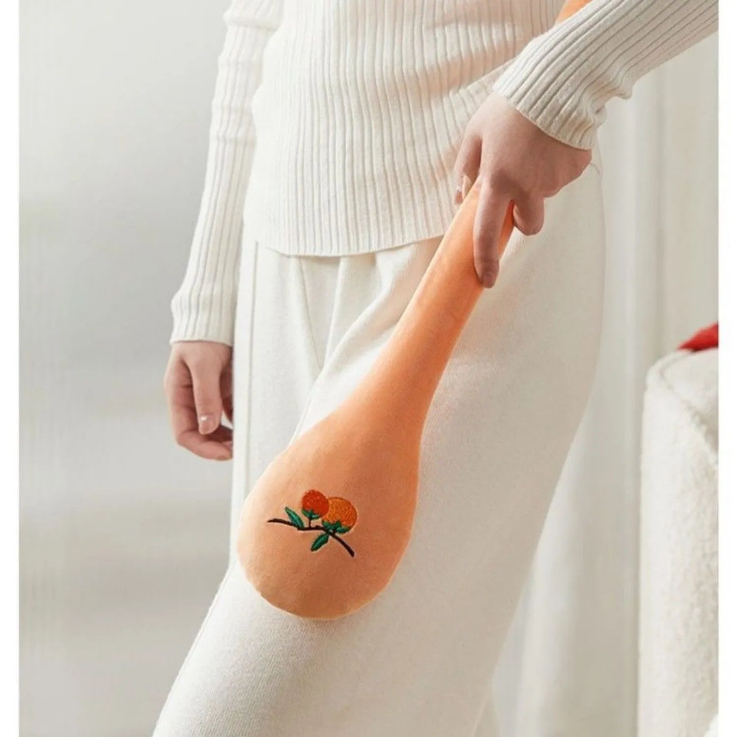 48 cm persimmon wood percussion massage stick with meridian flaps in zipper style design