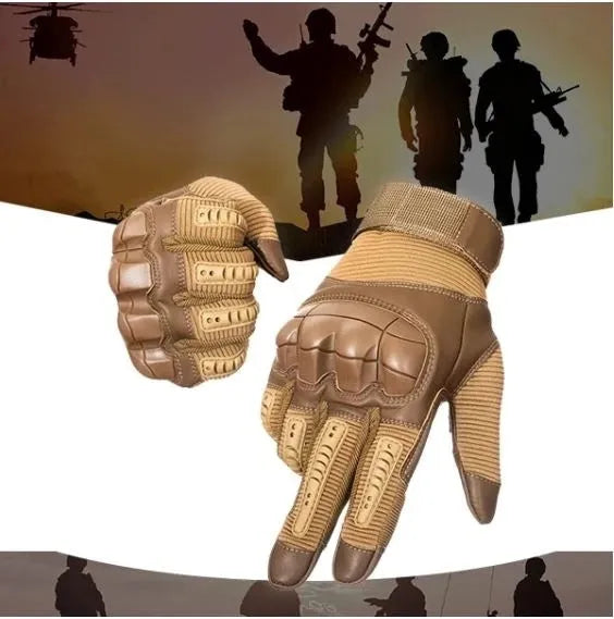 Off-road tactical gloves with rubber knuckles and reinforced palm in black colour