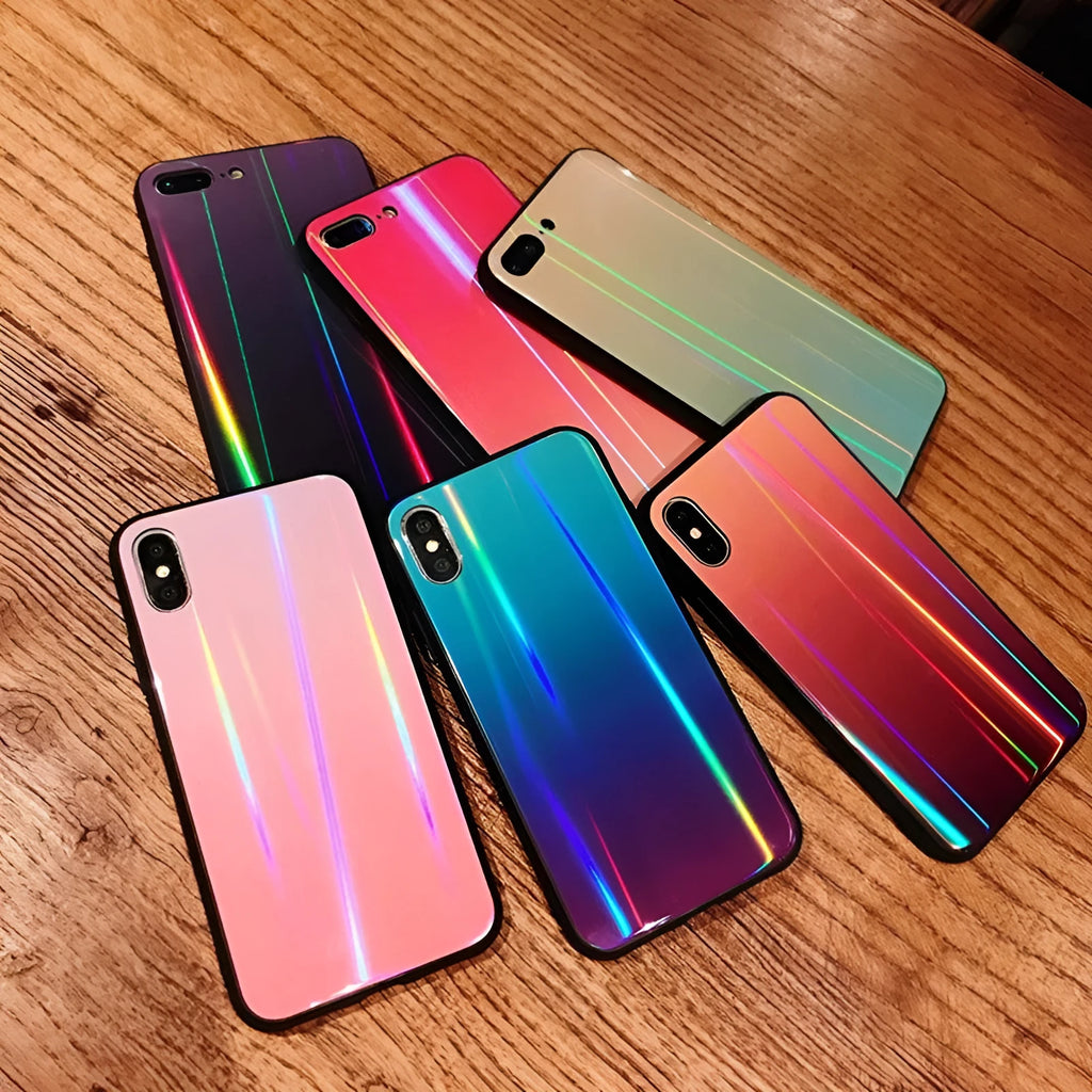 Gradient glass phone case with starry sky design for Huawei, showing back cover with multiple colour options