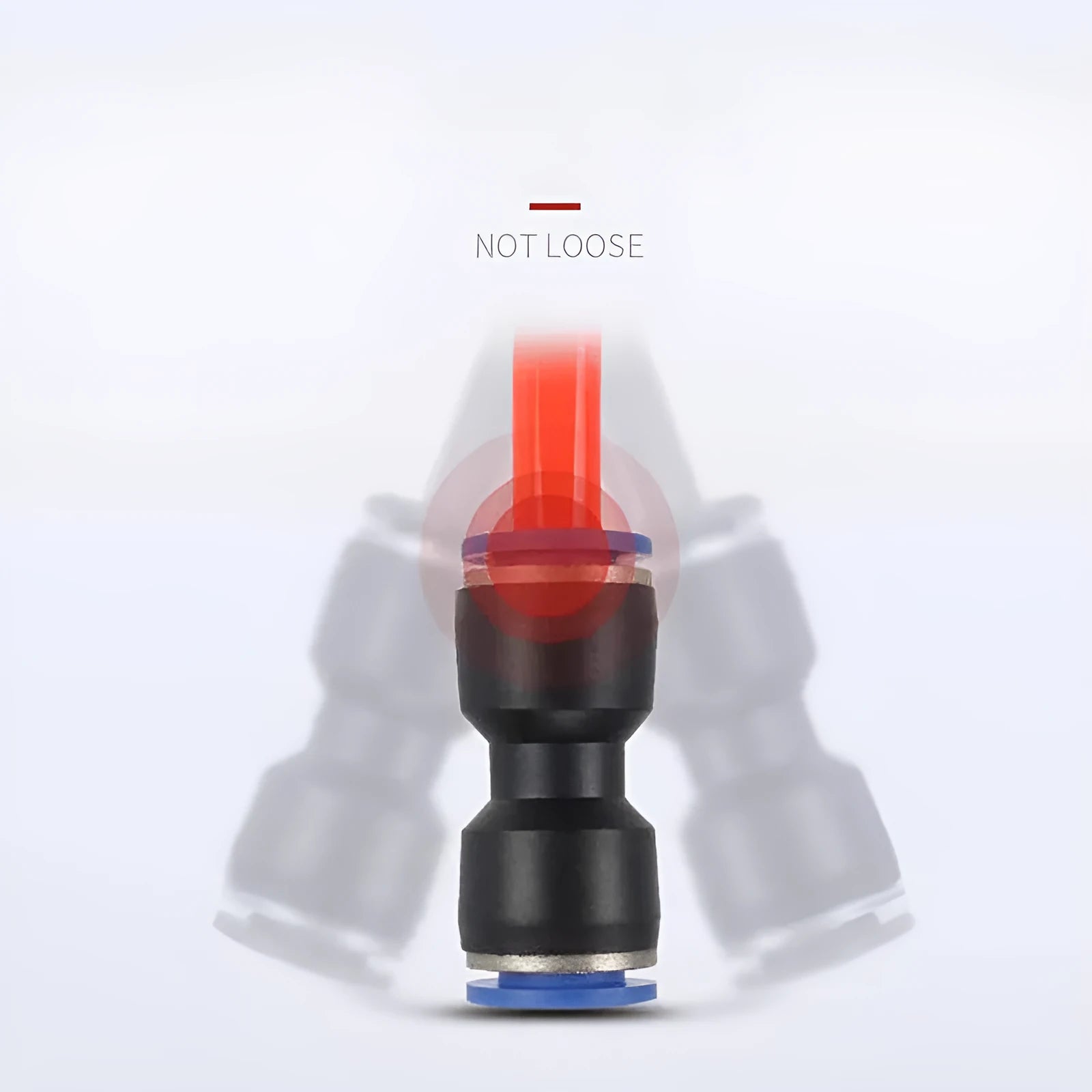 Blue Jinqi pneumatic straight through quick connector for PU tubing sizes 4mm to 16mm.