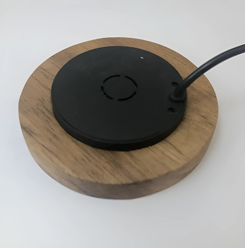 Black embedded wireless phone charger for furniture installation with 60mm diameter