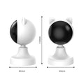 White smart laser cat teaser toy with USB charging on a floor, made of ABS plastic