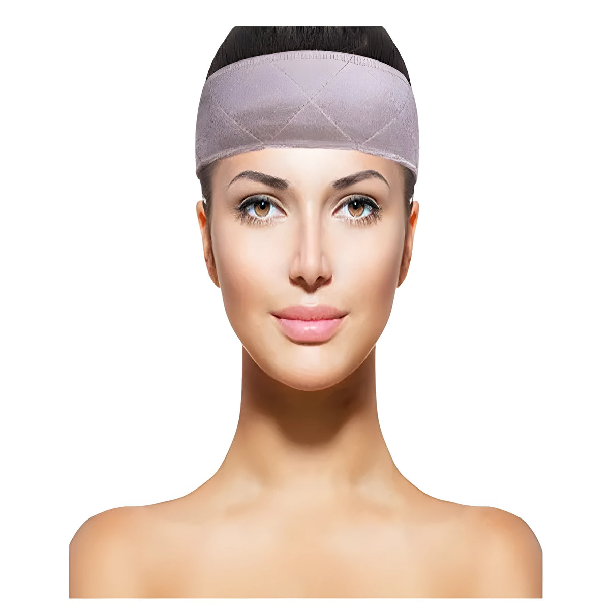Adjustable velvet wig grip headband in beige with non-slip strap for secure wig wear