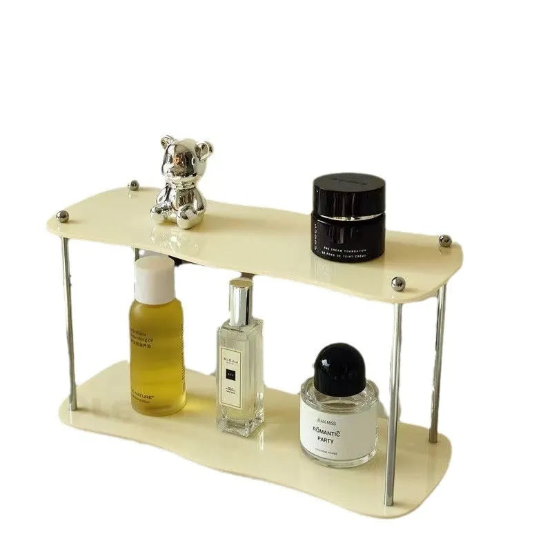 Plastic cup storage rack with three layers, transparent cream and black colour options, 40cm x 15cm x 32cm desktop organiser