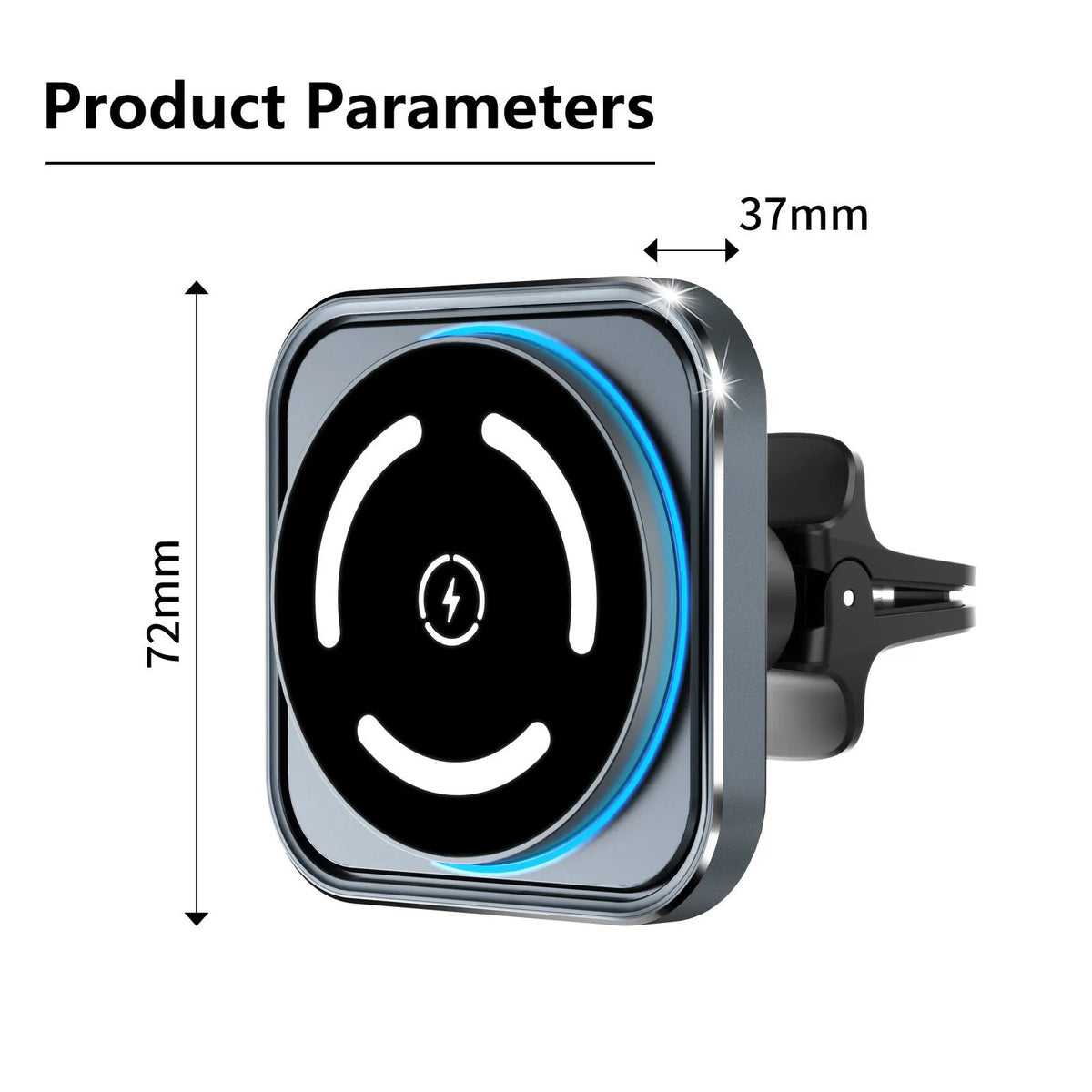 Magnetic car wireless charger holder M69 with USB output and 2A fast wireless charging for in-car phone mounting