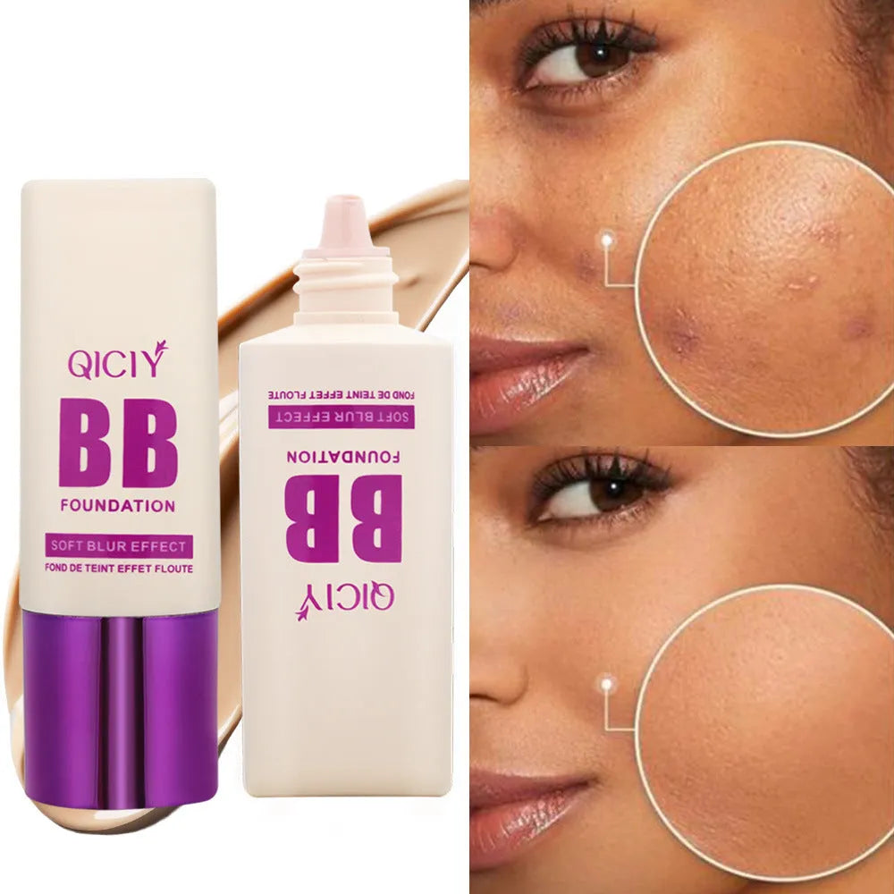 Feeding bottle of BB cream liquid foundation concealer showing brightening repair formula.